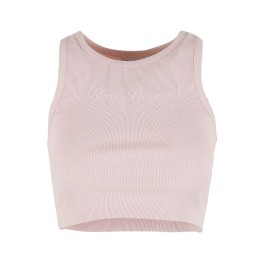Karl Kani Slogan Rib Cropped Racer Top Ροζ